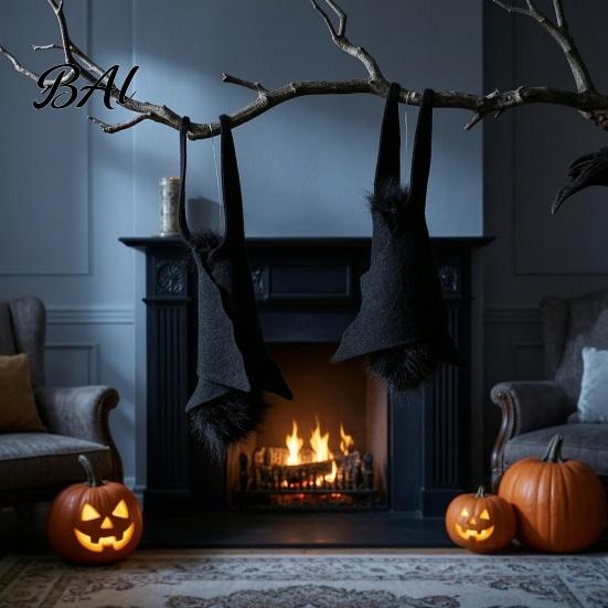 Halloween Party Background Decor Bat Decorations, Realistic Felt Hanging Bats, Spooky Flying Props Holiday Atmosphere for Haunted House Party, Indoor
