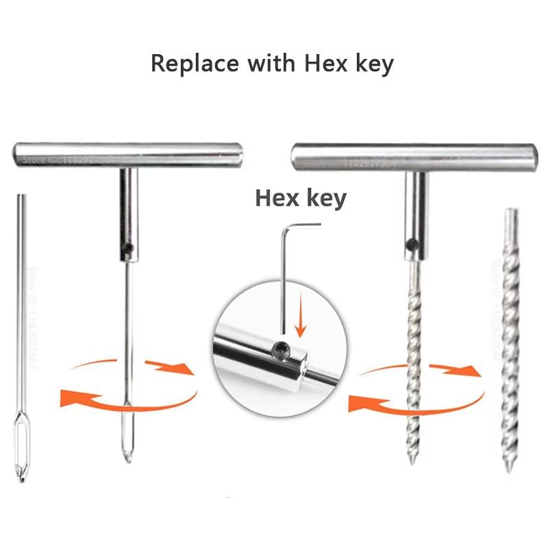 12-Piece Tyre Repairing Tool Set with T-Handle Plug, Tire Repair Replacement Needles for Efficient Fixing