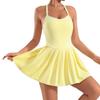 High-Waisted Yoga Tennis Dress With Built-in Bra Pad Quick-Dry Stretchy Workout Skort Women