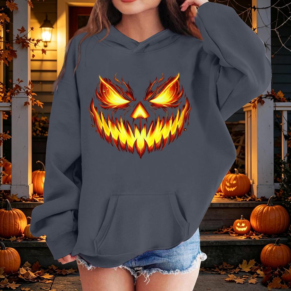 Kinder Halloween Kapuzenpullover mit Aufdruck Lässiger lockerer Pullover für Jungen Mädchen Party und Alltag