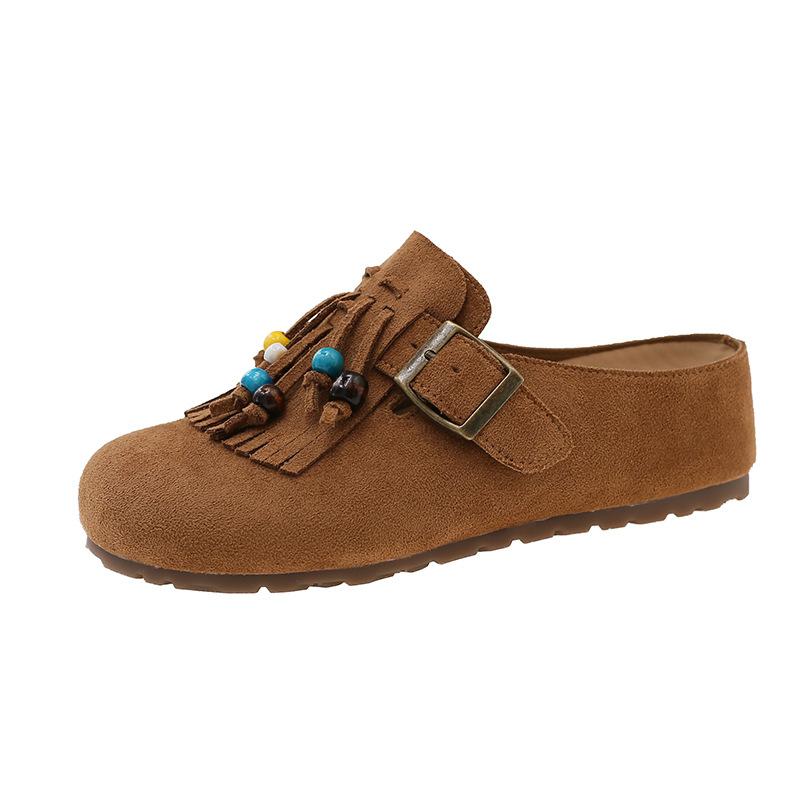 

Внутренняя платформа для увеличения роста Обувь Boken сумка голова полушлепанцы женская одежда 5 осень новые с бахромой и бусинами шлепанцы Boken 40 верблюд