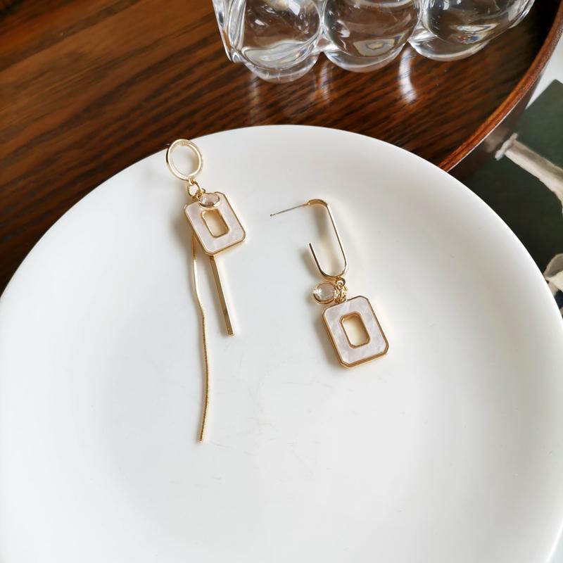 Kolczyki ze srebra próby 925, modne, wyraziste kolczyki, asymetryczne kolczyki w kolorze złotym dla dziewczynek, prezentów dla kobiet