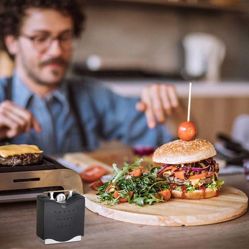 Semi-automatic Toothpick Holder Black Toothpick Box Hercules Toothpicks Dispenser Party