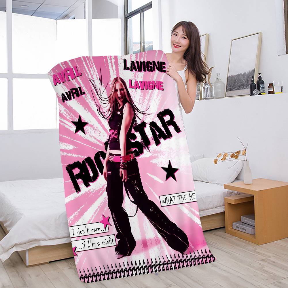 Avril Lavigne Coperta in Microfibra Asciugatura Rapida Teli da Spiaggia Stampa Oversize Super Assorbente Coperta Asciugamano per Piscina