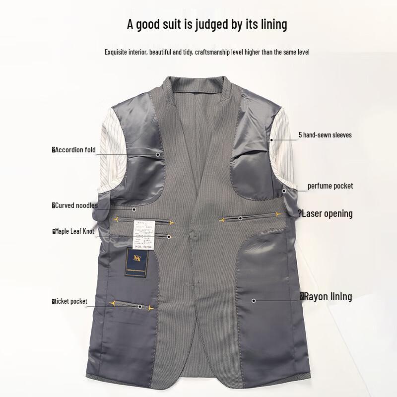 Romon Men's Slim Fit Business Casual Suit (Jacket + Pants)