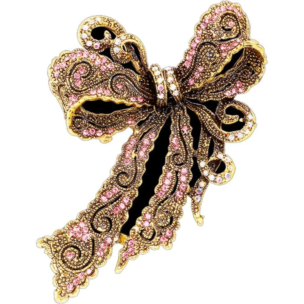 Baroque Rhinestone Bow Design Brooch Unisex Couple's Accessories Party Suit Coat Skirt Decoration