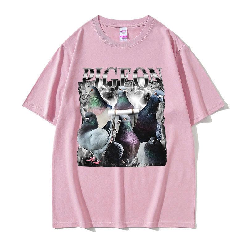 Taube Lustige Grafik T-Shirts Unisex Damen Ästhetisches Vintage Kurzarm-T-Shirt Lässig 100% Baumwolle Übergroßes T-Shirt Streetwear