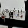 6PCS Y2K Punk Crystal Star Moon Pendant Earring Set For Women Girl Men Gothic Vintage Aesthetic Grunge Jewelry Ear Accessories