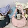 BRBAG BR_9906 Pastel Fabric Hem Pleated Half Moon Crossbody Bag