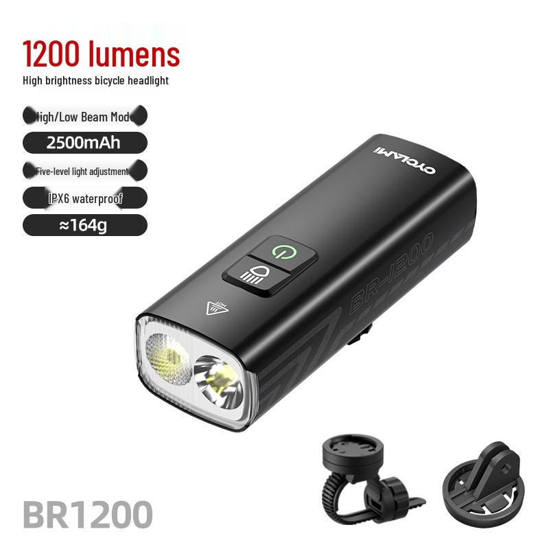 High-Brightness Waterproof Mountain Bike Front Light with Flash and Safety Warning