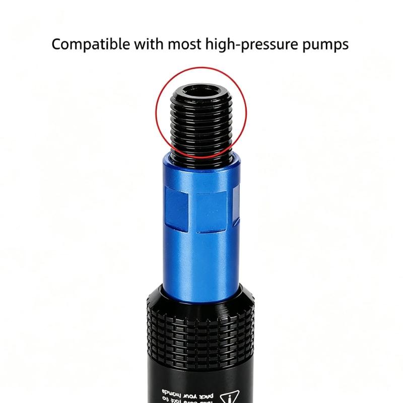 Bike Rear Shock Inflation Tool, Threaded Aluminum Adapters for Rear Suspension Pressure Adjustment with Compacts Carry Friendly Design