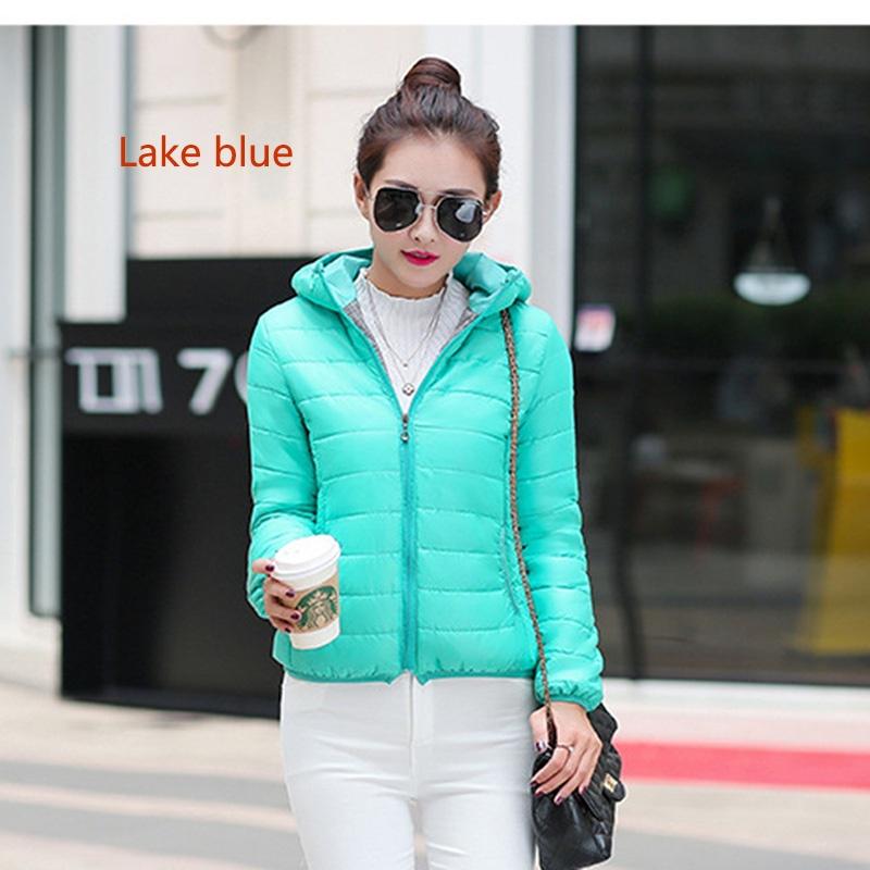 Women Ultra Light Hooded Duck Down Jacket Long Sleeve Pure Color Slim Short Zipper Coats