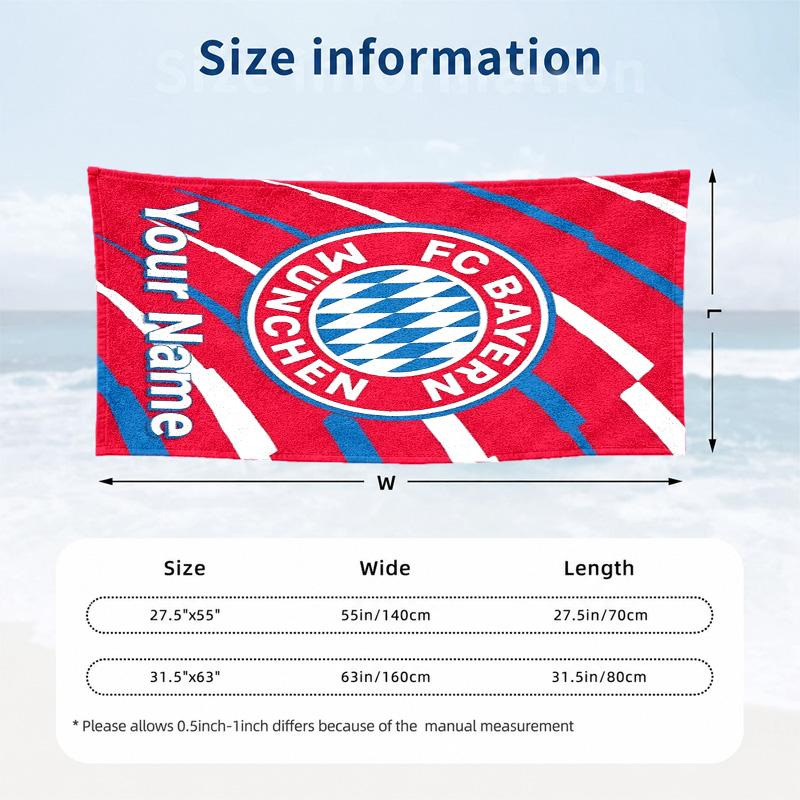 FC Bayern Munchen Custom Name Beach towels also serve as bath towels summer essential a musthave for the outdoors the beach and the pool