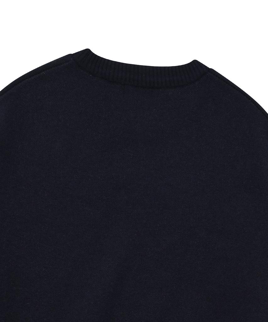 COVERNAT Lambswool Arch Logo Crewneck Knit Navy