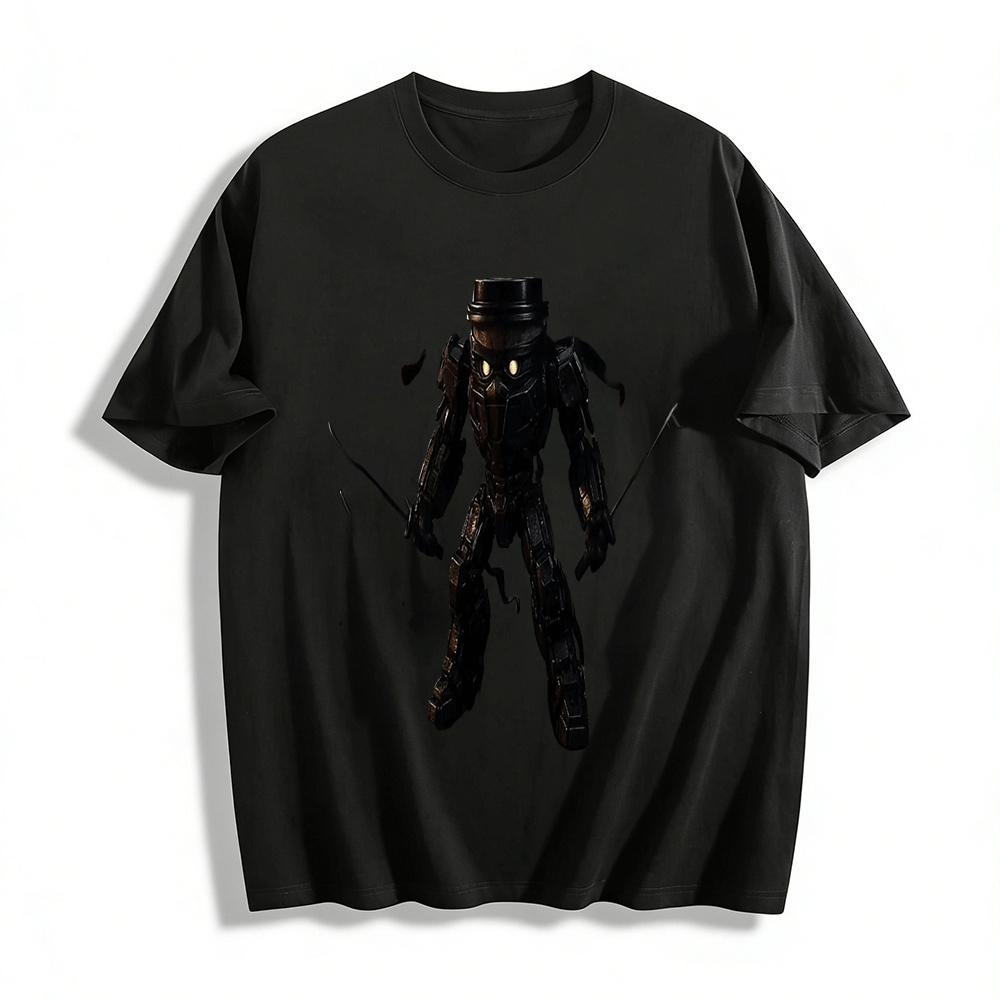 Dark Mecha Ninja Dual Swords Print Cool Casual Top Pure cotton T-shirt XXS