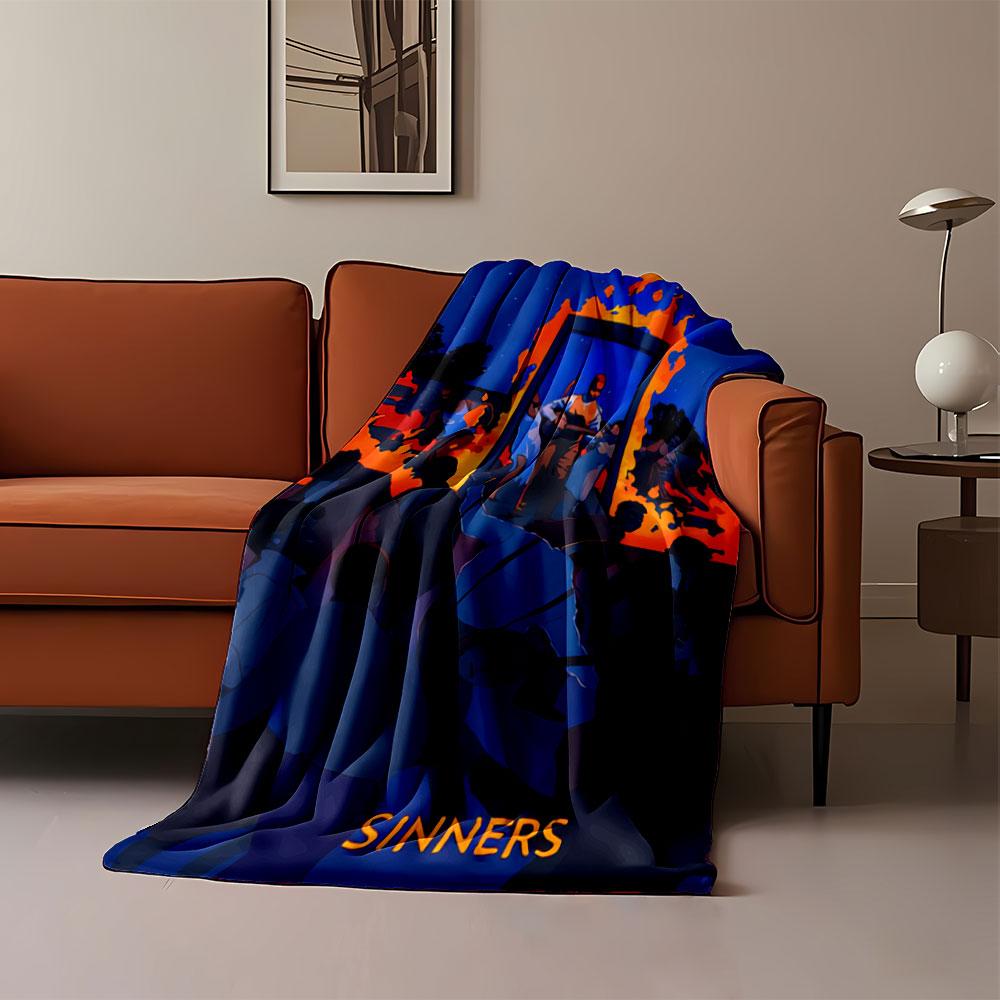 A fiery portal surrounded by dancing figures with vivid colors. for all seasons blanket lunch break throw gift