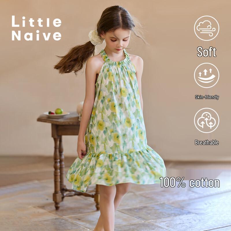 Little Naive Girls  Floral Halterneck Sleeveless Dress 120