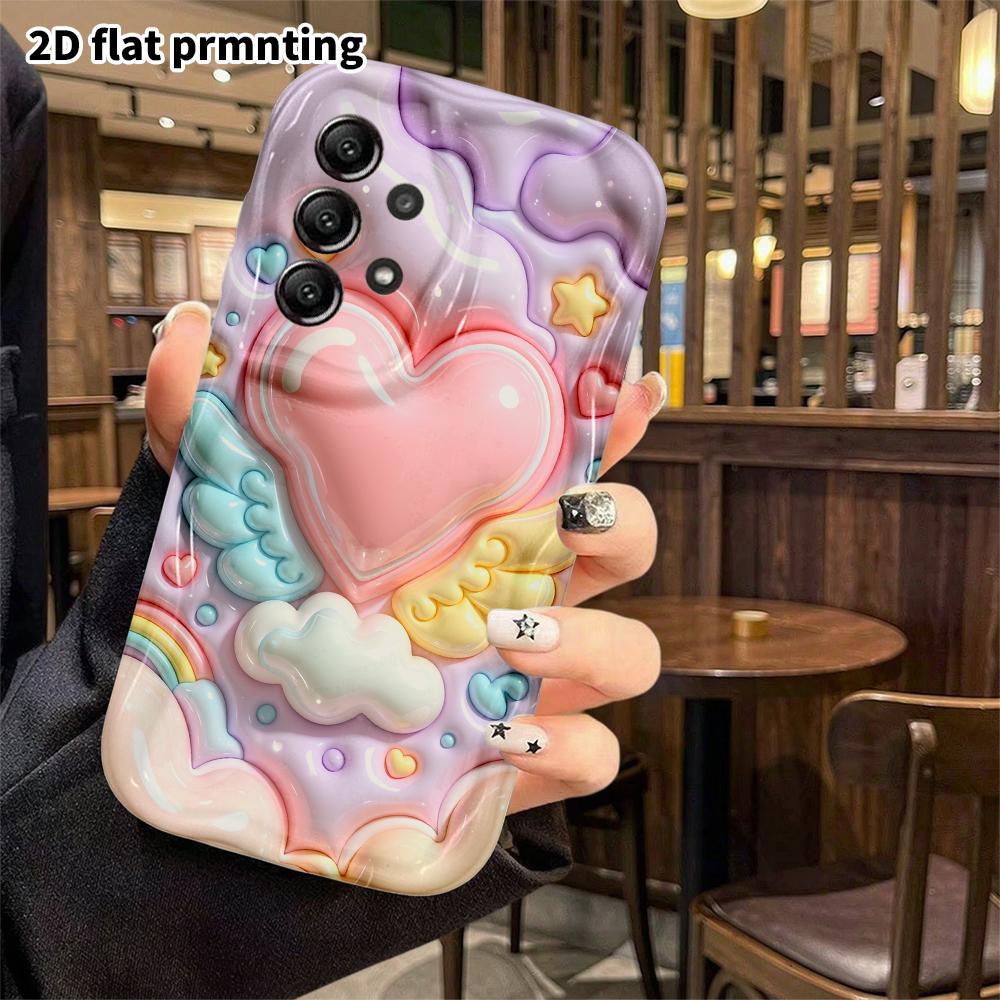 Phone Case: 2D flat, fits Samsung Galaxy A34 A35 M05 M06 S20 S22 S21 FE Plus 5G, comes with winged heart, perfect Christmas and Halloween holiday gift