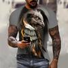 2025 Harajuku Men's T-shirt Hip Hop Trend Street Round Neck Short Sleeve Loose Top Fun 3D Animal Eagle Print T-shirt