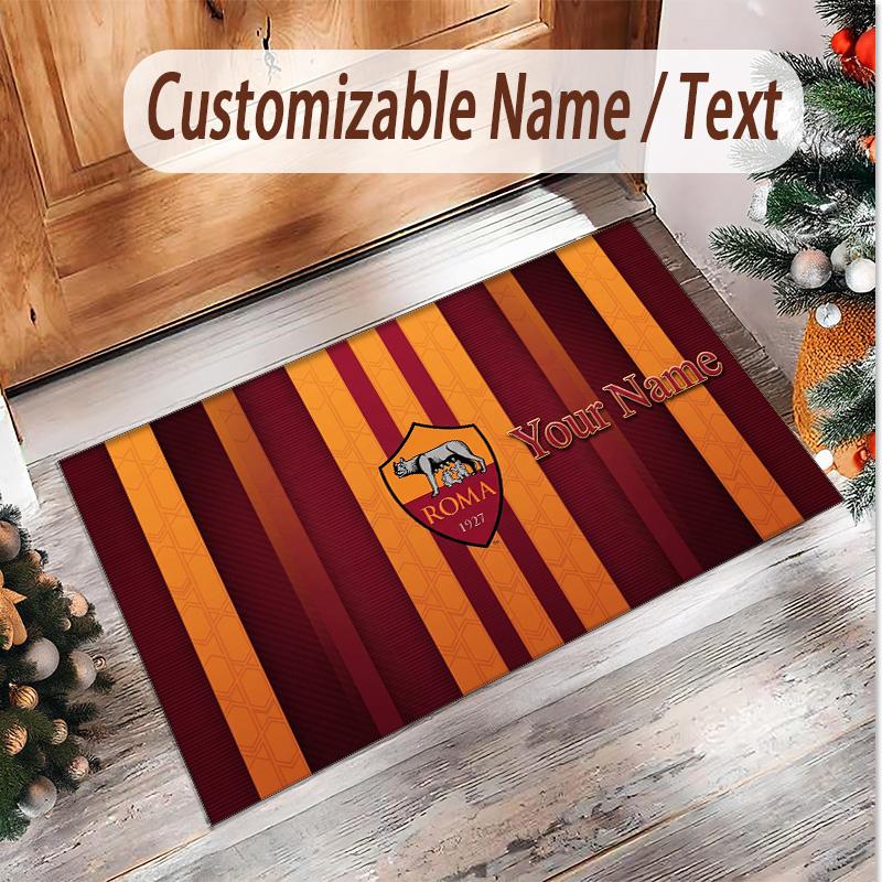 Personalized Crystal Velvet Carpet AS Roma FC Pattern Non Slip Floor Rug