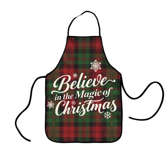 Christmas Apron Festive Holiday Print Apron with Pocket for Cooking Serving Adjustable Neck Strap Kitchen Apron for Cooking Gardening Server Waitress
