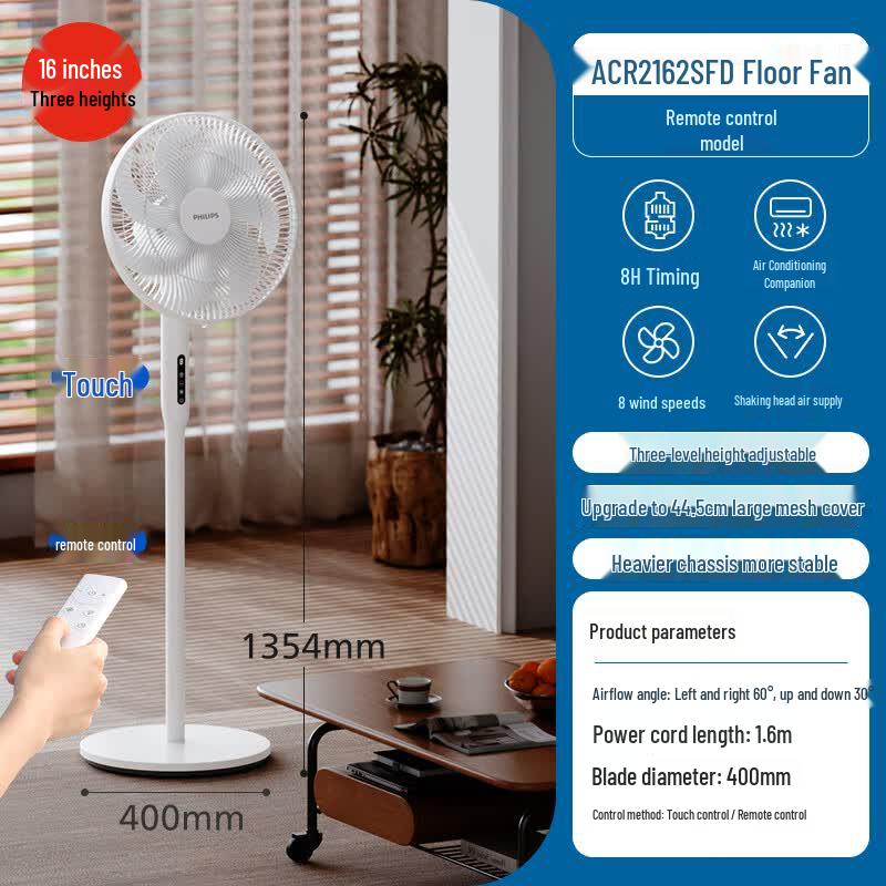 Philips 16-inch 7-Blade DC Motor Floor Fan with Remote CN plug (adapter included)