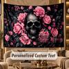 Skull Gothic (266) Theme Wall Tapestry Customized With Name Text Personalized Hanging Tapestry For Bedroom Living Room Decor