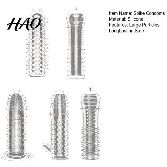 Male Condoms 5Pcs/Set Men External Use Soft Transparent Sexual Stimulation Sex Toy Large Particles Penis Sleeves Spike for Couple