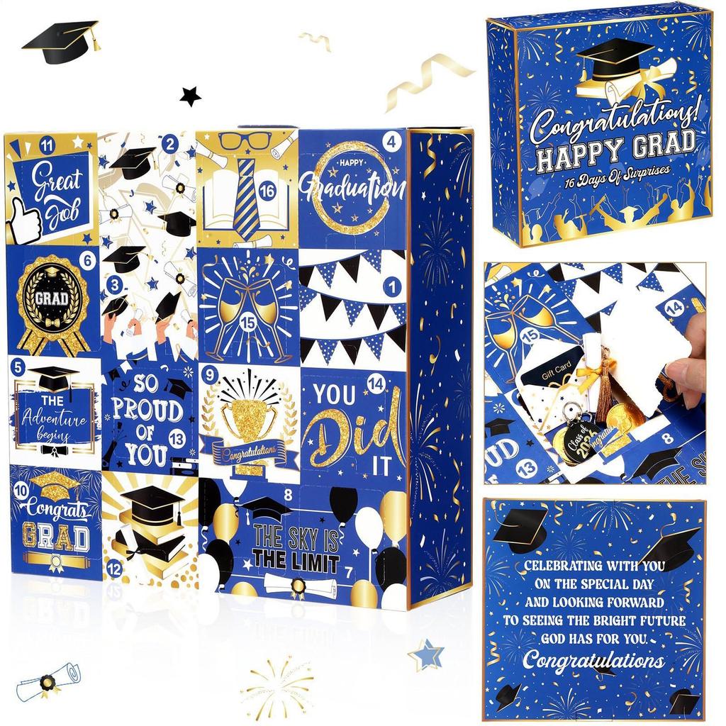 2026 Graduation Advent Box 2026 Holiday Advent 16-Day Grad Congratulation Packaging Inner Box For Graduates Students High School