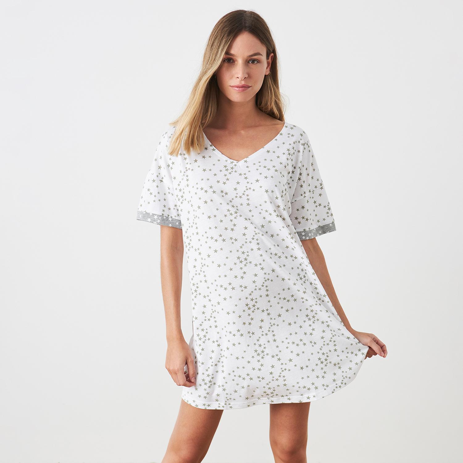 

Женская ночная рубашка с короткими рукавами и V-образным вырезом JJBDH1110