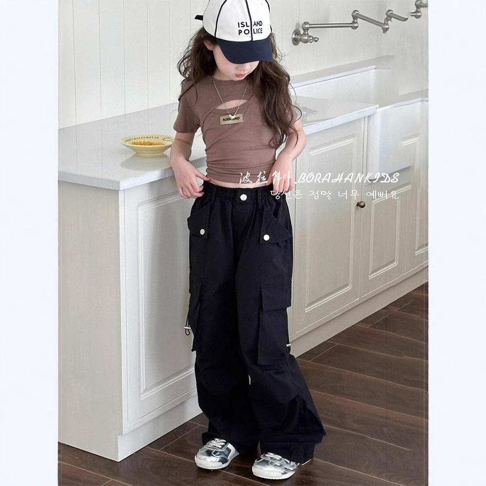 Girls' Western Style Overalls Spring and Summer Children's Casual Pants Big Children's Loose Straight-leg Pants Boys' Pants