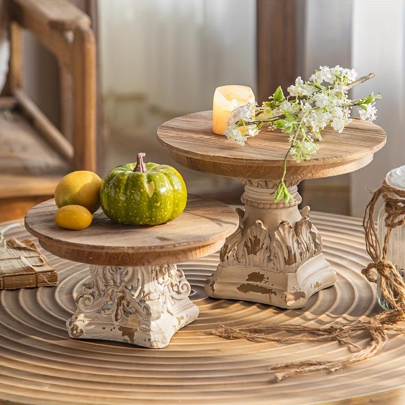 French Style Handmade Retro Wooden Display Storage Traywedding Ornaments Entrance Decorations Cake Dessert Stand Kitchen Decor