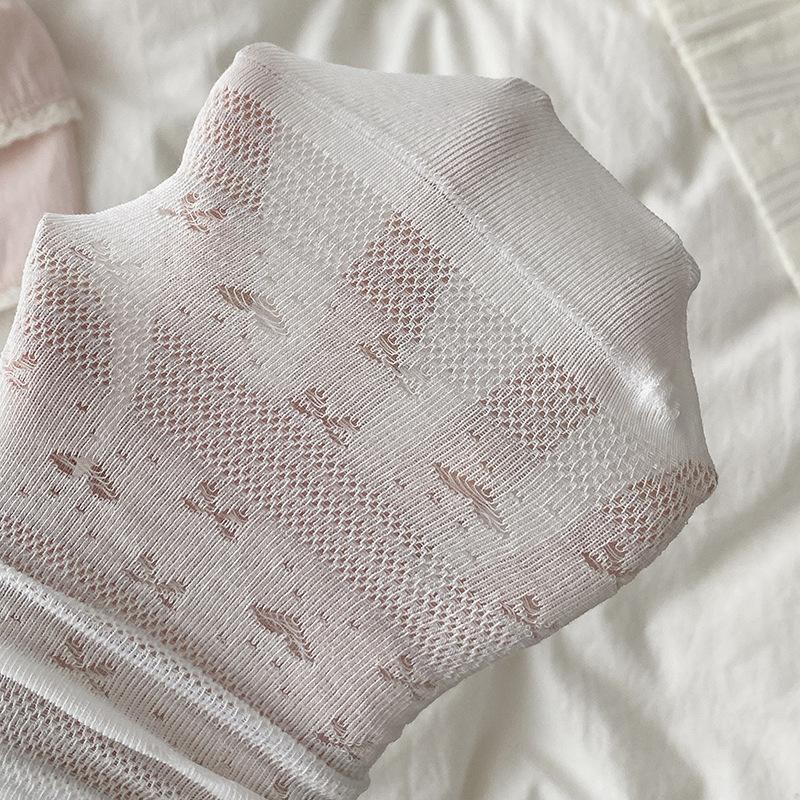 Women's Summer Thin Cotton Breathable Ballet Lace Mid Tube Pile Socks