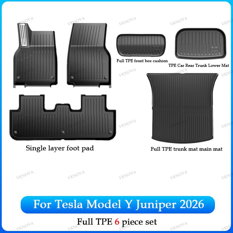 For Tesla New Model Y Juniper Premium/Performance 2026+ TPE Floor Mats Luggage Mat Wear-resistant Foot Pads ModelY Trunk Mats