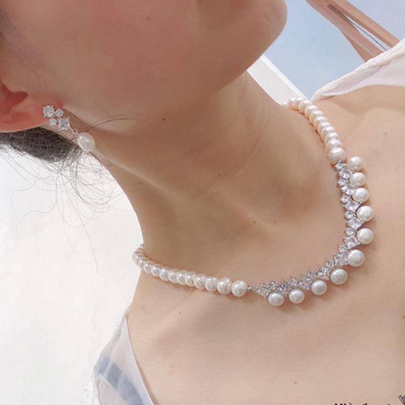 Women s Versatile Multi-Bead Natural Pearl Necklace - Elegant Clavicle Chain Jewelry Gift 8-9mm белый