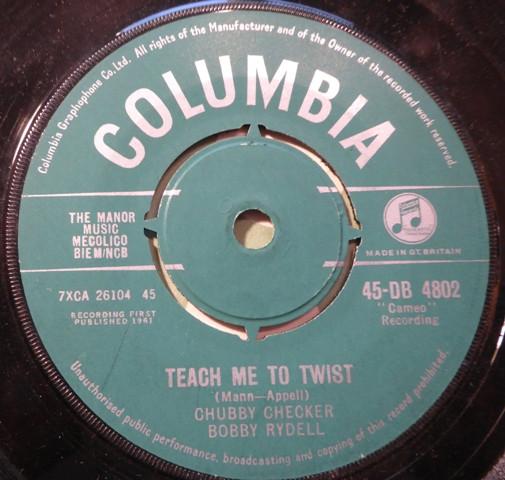 7inch Record CHUBBY CHECKER, BOBBY RYDELL - Teach Me To Twist 45DB4802 COLUMBIA 1962 UK Rock Used