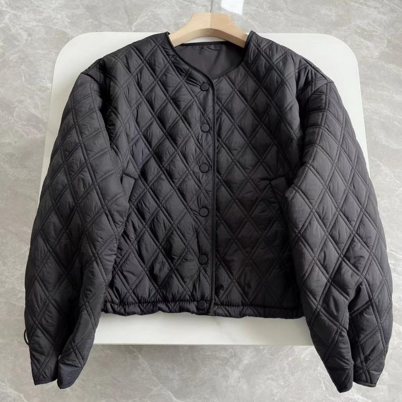 

Пуховая хлопковая одежда зимняя короткая модная маленькая модная легкая хлопковая одежда с подкладкой свободное пальто женское L чёрный