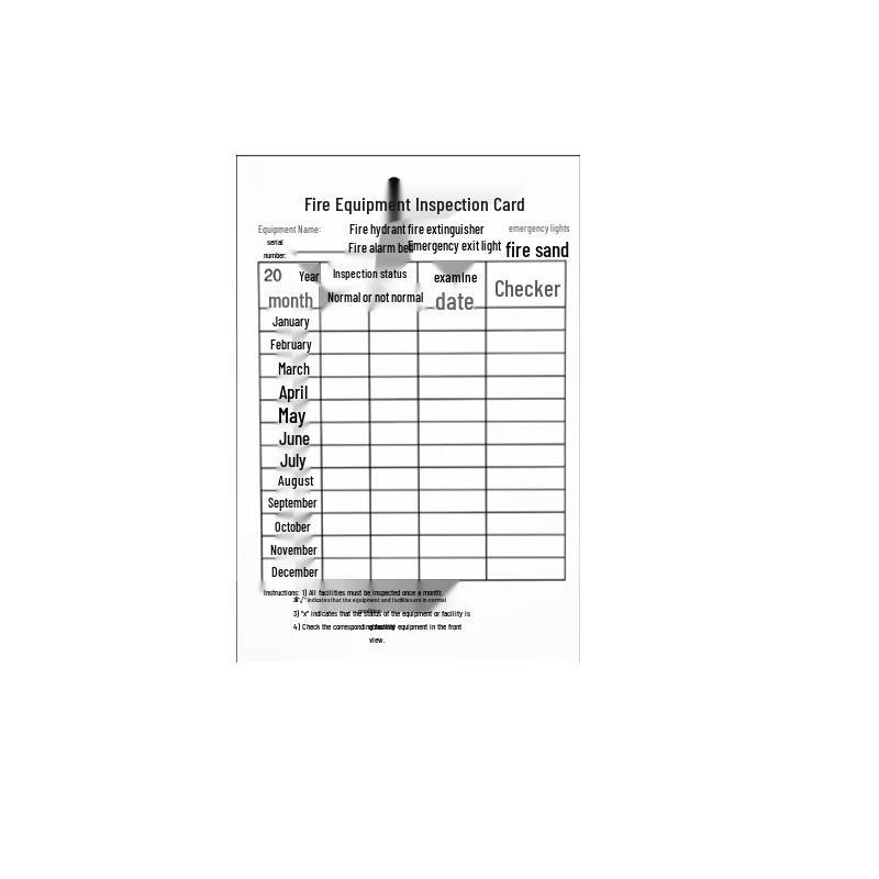 Fire Hydrant Inspection Card