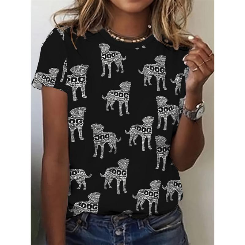 3D printed T-shirt for women's street wear, casual short sleeved T-shirt