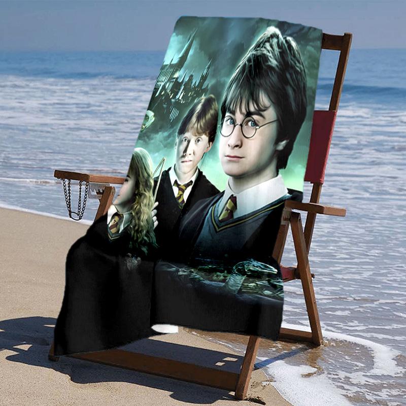 proof beach towel with Harry Potter pattern - soft,absorbent,quick-drying,machine washable - perfect for swimming,camping,bathing