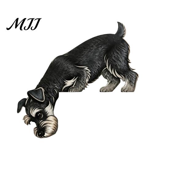 Schnauzer Corner Ornament Wooden Dachshund Door Topper, Cute Handcrafted Dog Sign, Rustic Wall Art Decor Funny Pet Home for Front Porch, Indoor