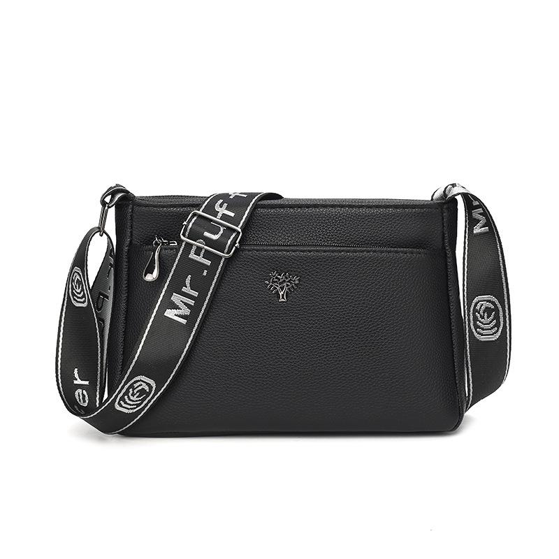 Large Autumn and Winter Solid-color Soft Leather Bags for Middle-aged and Elderly Mothers, Large-capacity Crossbody Single-shoulder Women's Bags