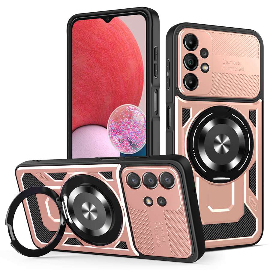 

Luxury Shockproof Armor Magnetic Phone Case For Xiaomi Redmi Note 14 13 Pro Samsung Galaxy A33 A15 A35 5G S25 Plus S24 S23 Ultra With Metal Ring Cover Samsung S24 FE Яскраво-рожевий
