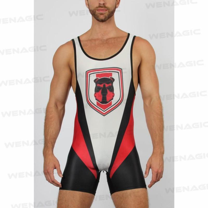 Mens Wrestling Bodysuit Breathable Nylon Fitness Training Sportswear