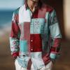 Men's Long Sleeve Shirt Color Block Patchwork Geometric Pattern Shirt Autumn Streetwear Casual Comfort Polyester Slim Fit Shirts