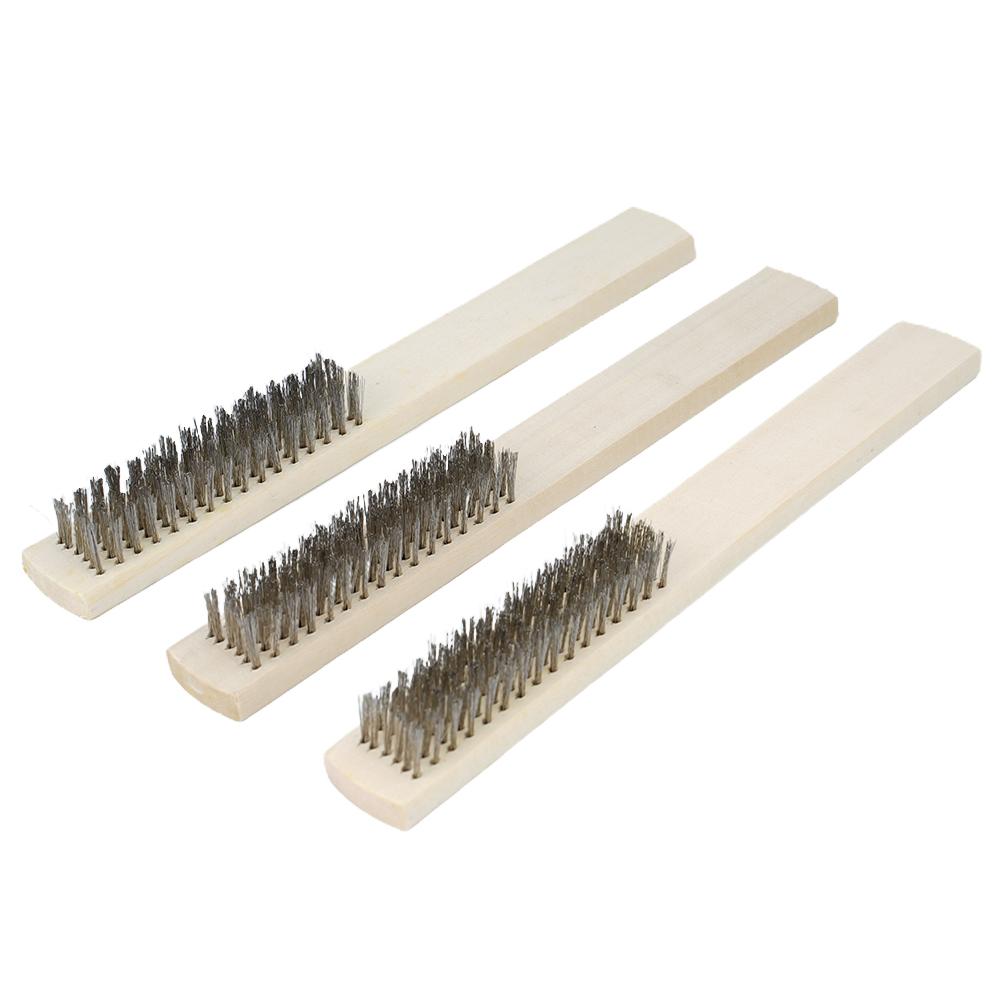 3Pcs/lot Mini Stainless Steel Rust Brush Brass Cleaning Polishing Detail Metal Brush Wire Toothbrush Cleaning Tool Family Kit
