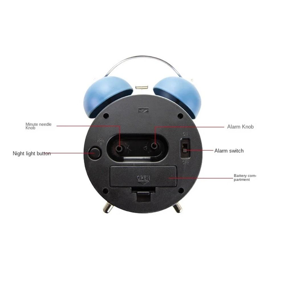 Metal Frame Silent Table Clock 4-Inch Bedroom Desktop Clock Creative Twin Bell Alarm Clock  Bedroom