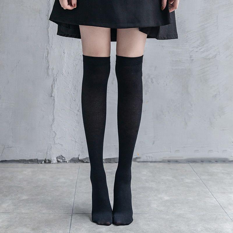 Ciorapi ultra-subțiri negri peste genunchi pentru femei, pentru primăvară/vară