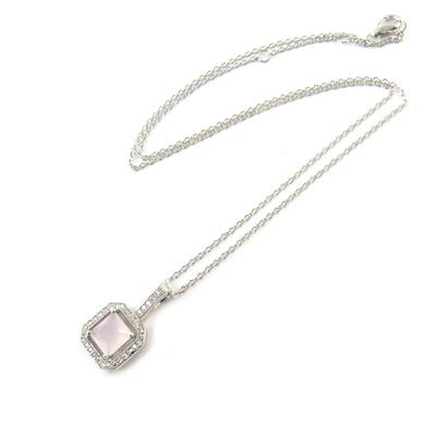 [N5376] - Silver Necklace 'Sissi' Pink White Silver