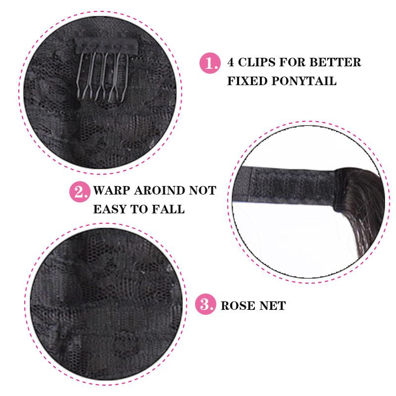 Long Curly Synthetic Velcro Ponytail Clip In Hair Tail False Hair Ponytail Hairpiece with Hairpins Hair Extension KTB